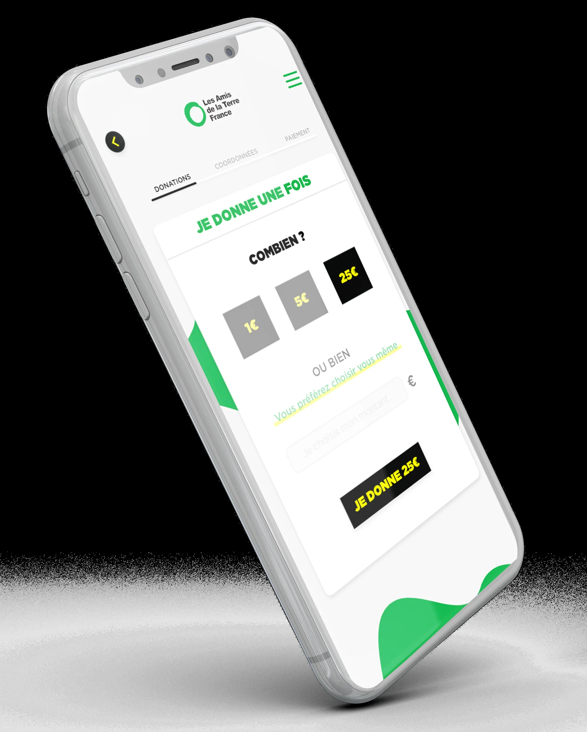 Mobile donation amount step