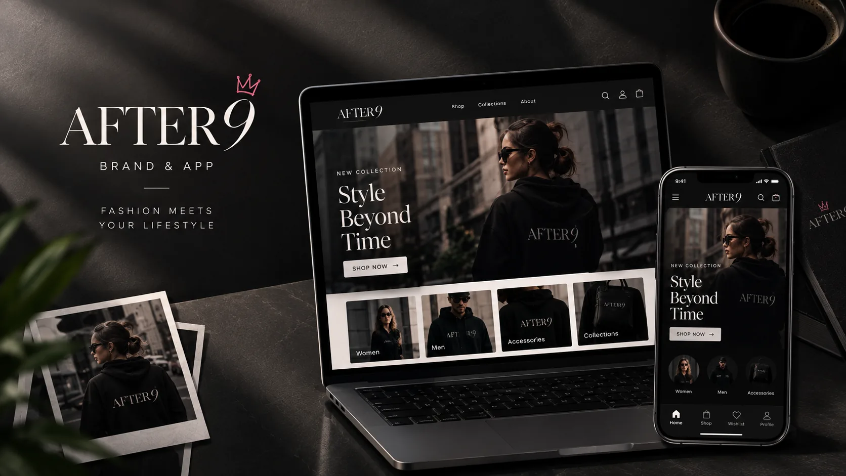 After 9 shopping app and website on phone and laptop