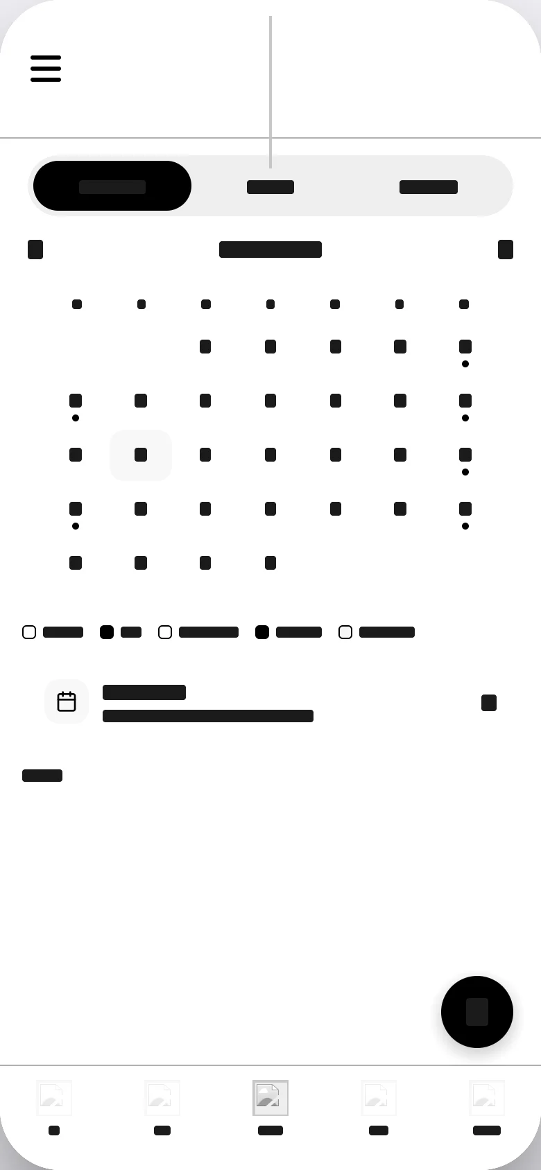 Travel calendar, wireframe